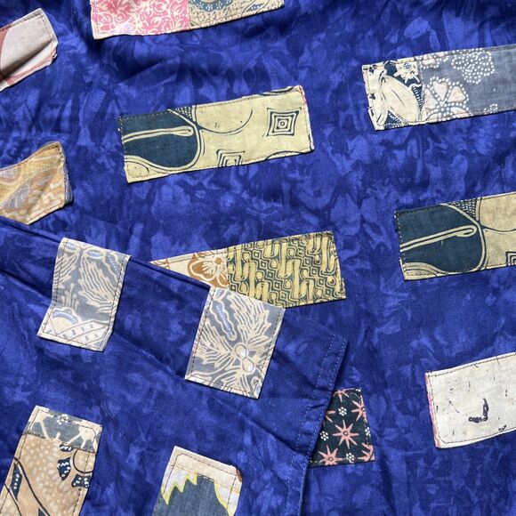 VTG 90s Nativewear Designs Crop Patchwork Jacket Large Coins Blue Boho Hippie - Picture 9 of 12